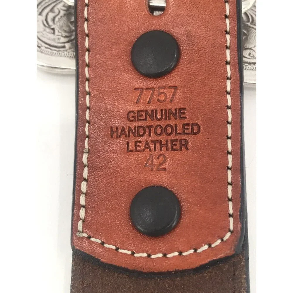 Ranger Belt Company Leather Belt Cowboy Western Cross Christian Buckle Hair‎